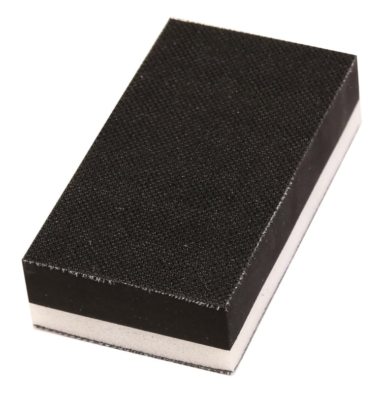 Preview: Mirka® 8390900111, 70 mm x 125 mm, Doppelseitig Weich / Hart, Ungelocht, Schwarz, Kletthaftend, Handblock ohne Absaugung für optimale Schleifergebnisse