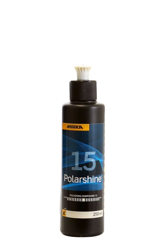 Preview: Mirka® Polarshine 15 7994002511, 250 ml, Mittelgrobe Politur ideal für mittelgrobe Schleifriefen geeignet