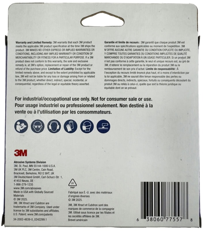 Preview: 3M™ Xtract™ Cubitron™ II 732U Schleifscheibe Multipack 77557, Ø 150 mm, 3x 80+, 3x 120+, 3x 150+, 3x 180+, 3x 220+, Multilochung, Kletthaftend, K, Präzisions-Keramikkorn, Für Holz und Lacke