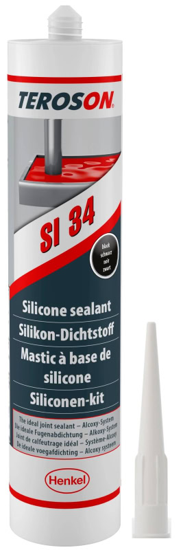 Preview: Henkel™ Teroson® Alkoxy Silikon Dichtstoff SI 34, 300 ml, Schwarz, Fließend, 1K, 2267614, Für universelle Anwendungen