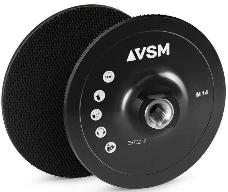 Preview: VSM 731024, Ø 125 mm, M14 Gewinde, Schwarz, Stützteller für Vliesscheiben ohne Zentrieransatz für den VSM Winkelschleifer