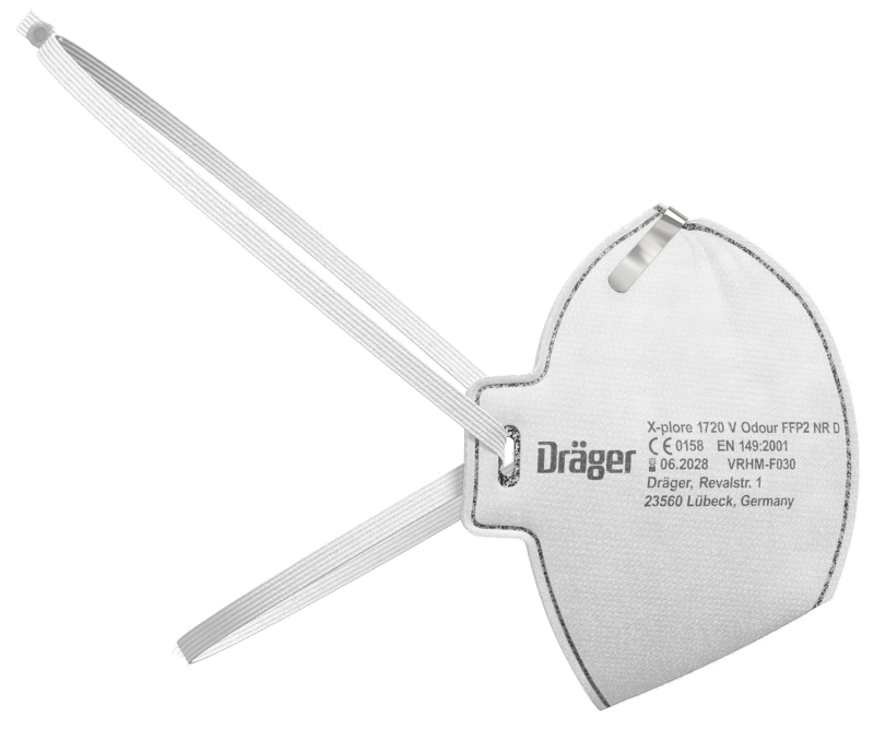 Preview: Dräger® X-plore® 1720V Odour FFP2 NR D Atemschutzmaske / Partikelmaske 3951085, Universalgröße, Aktivkohle, Ausatemventil, Hygienisch einzelverpackt, Wirksamer Schutz gegen Feinstäube und Partikel bei hohem Tragekomfort