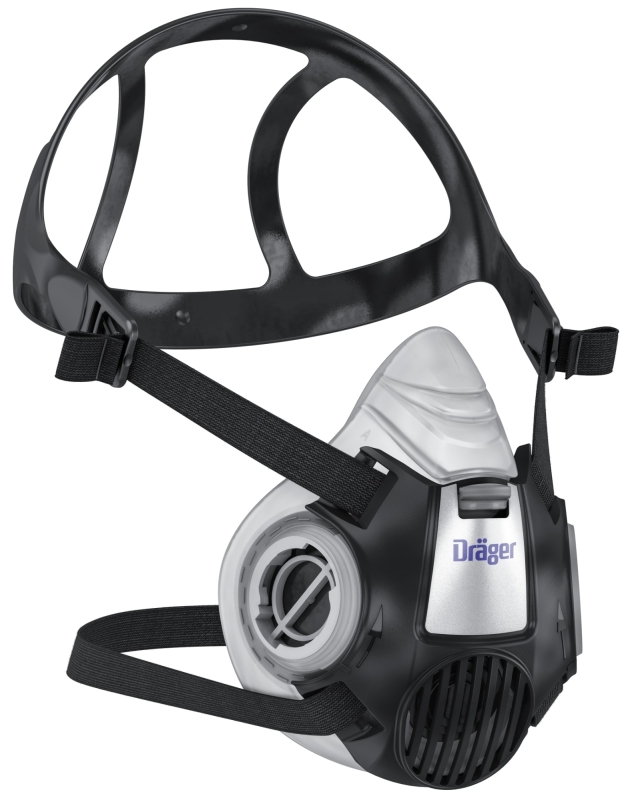 Preview: Dräger® X-plore® 3300 Gasmaske / Halbmaske Chemiearbeiter Set 3708072, Größe L, A1B1E1K1 Hg P3 R D Kombinationsfilter, Soft TPE, Dräger® Bajonett-Klick Filteranschluss