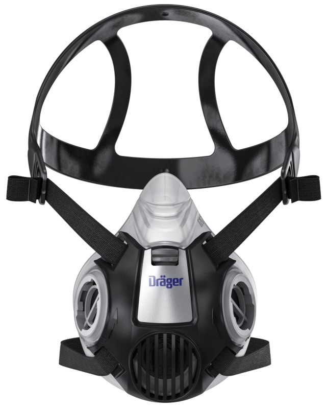 Preview: Dräger® X-plore® 3300 Gasmaske / Halbmaske Lackierer Set 3708069, Größe S, A2 P3 R D Kombinationsfilter, Soft TPE, Dräger® Bajonett-Klick Filteranschluss
