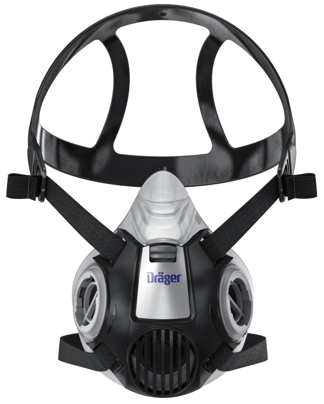 Preview: Dräger® X-plore® 3300 Gasmaske / Halbmaske Chemiearbeiter Set 3708071, Größe S, A1B1E1K1 Hg P3 R D Kombinationsfilter, Soft TPE, Dräger® Bajonett-Klick Filteranschluss