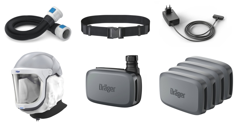Preview: Dräger® X-plore® 8300 Gebläseatemschutz Set X-plore-8300-HIK4, TH3/TM3, 8 - 11 Stunden Laufzeit, Partikelschutz, Chemische-Industrie, Teile: [3734400, R59600, 3710790]