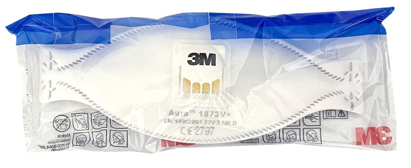 Preview: 3M™ Aura™ Medizinische Atemschutzmaske 1873V+, FFP3 NR D mit Cool-Flow Ausatmenventil, Chirurgische Maske nach EN14683, Medizinvariante, Hygienisch einzelverpackt