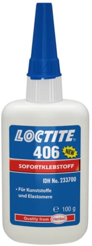 Preview: Henkel™ Loctite® 406 Sofortklebstoff, 100 g, Transparent, Für Kunststoff und Gummi