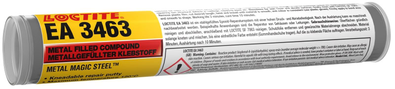 Preview: Henkel™ Loctite® 2K Epoxid Knetmasse EA 3463, 114 g, Schwarz, Fest, Zur Reparatur von Metallteilen