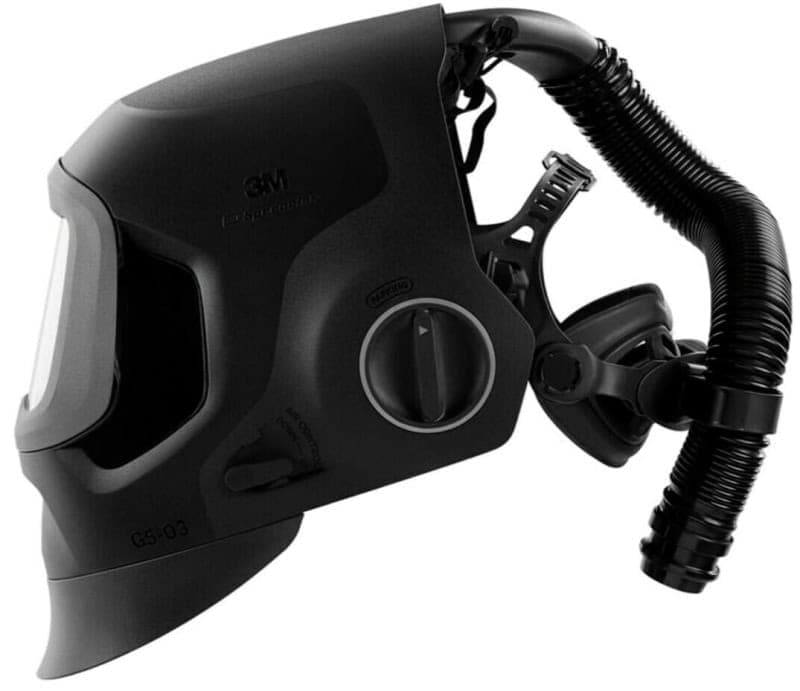 Preview: 3M™ Speedglas™ Schweißmaske G5-03 Pro Air mit Schweißfilter G5-01/03VC und Versaflo™ V-500E Drucklufteinheit, 632812, inkl. QRS-Luftschlauch und Tasche, TH3, 4A/3B, Kopfband + Textilkopfschutz, Für besten Farbkontrast; Teile: [632800 + 630021 + V500E]