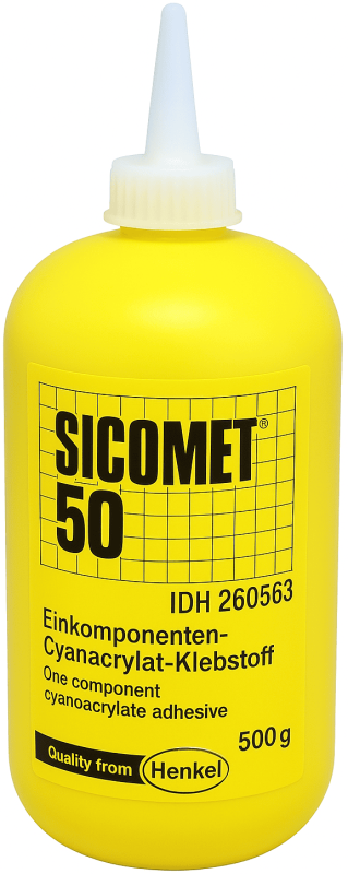 Preview: Henkel™ Sicomet® 50 Cyanacrylat Klebstoff, 500 g, Transparent, 260563, Zur schnellen Verklebung von Kunststoffen
