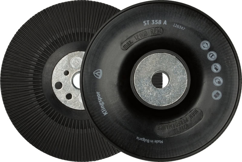 Preview: KLINGSPOR ST 358 A Fiberscheiben Stützteller 126346, Ø 115 mm x ø 22 mm, M14 Gewinde, Hart, Für Kanten- und den Grobschliff