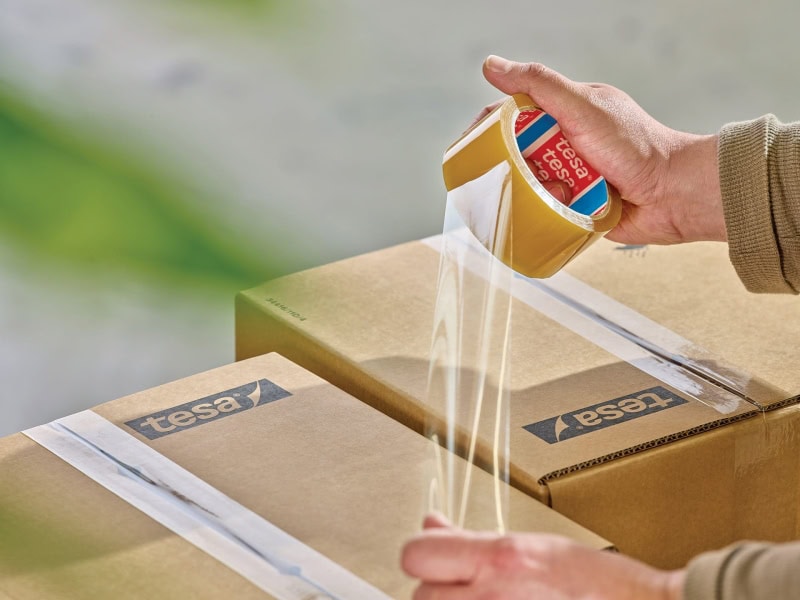 Preview: tesa® 60400, 50 mm x 66 m, Transparent, Bio & Strong, Leises Abrollen, Kompostierbar, Sortenrein, Nachhaltiges Universal PLA Verpackungsklebeband