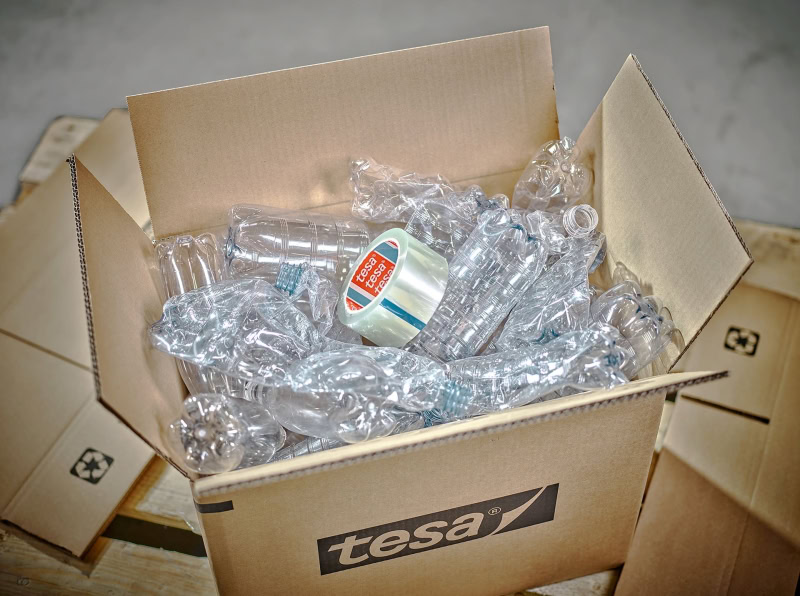 Preview: tesa® 60412, 50 mm x 66 m, Transparent, Leises Abrollen, Recycling Freundlich, Sortenrein, Nachhaltiges Universal PET Verpackungsklebeband