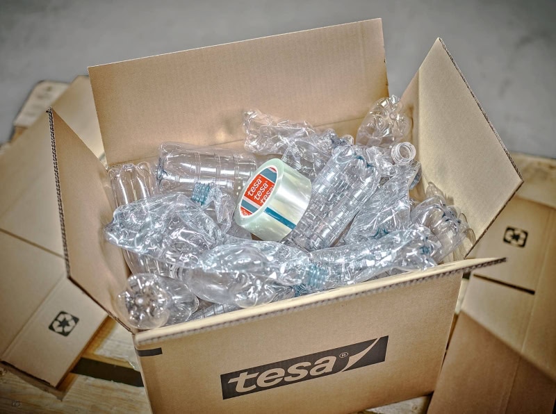 Preview: tesa® 60412, 50 mm x 66 m, Weiß, Leises Abrollen, Recycling Freundlich, Sortenrein, Nachhaltiges Universal PET Verpackungsklebeband