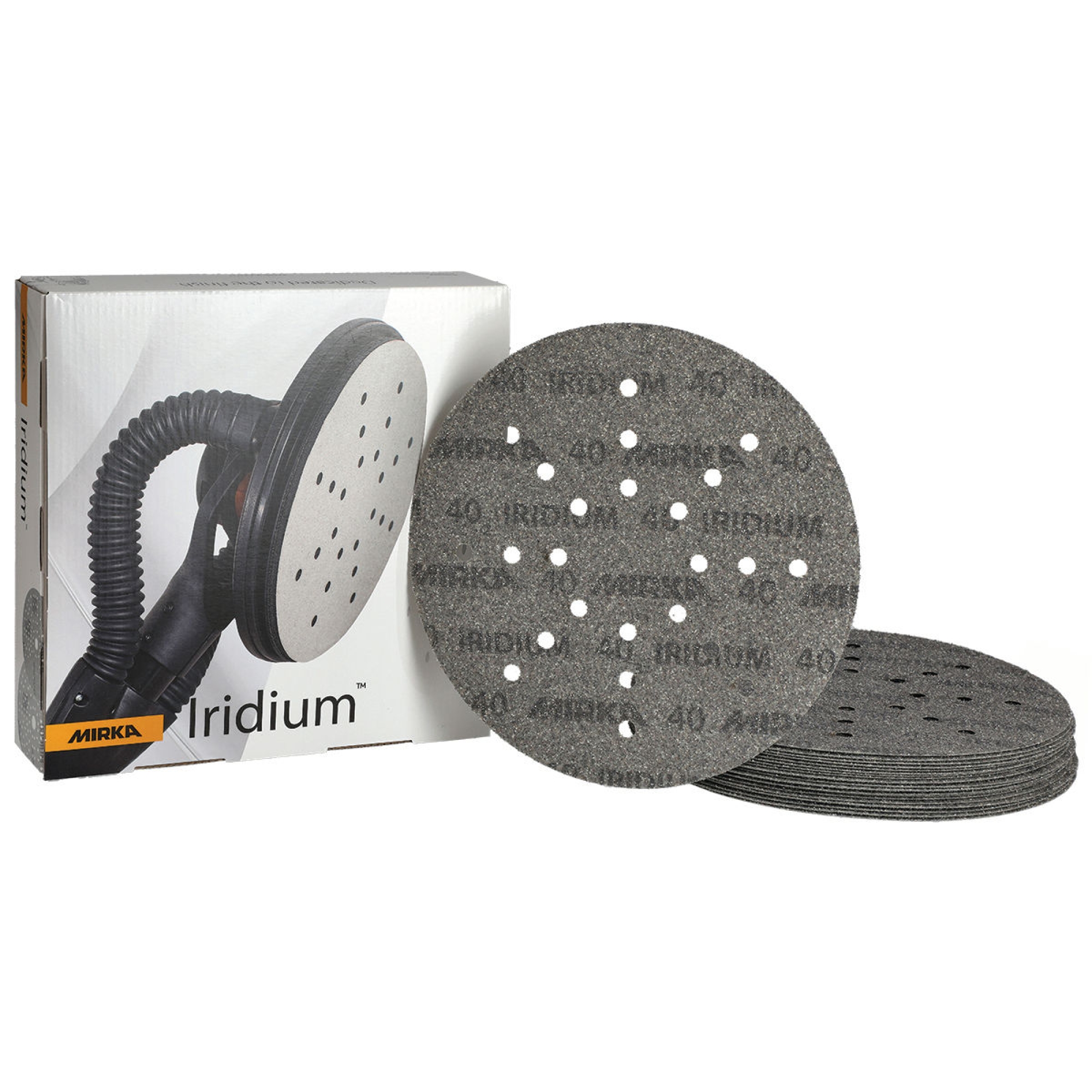 Preview: Mirka® Iridium® 2468002532, Ø 225 mm, P60, Multilochung, Kletthaftend, Schleifscheibe mit Keramik- und Aluminiumkorn