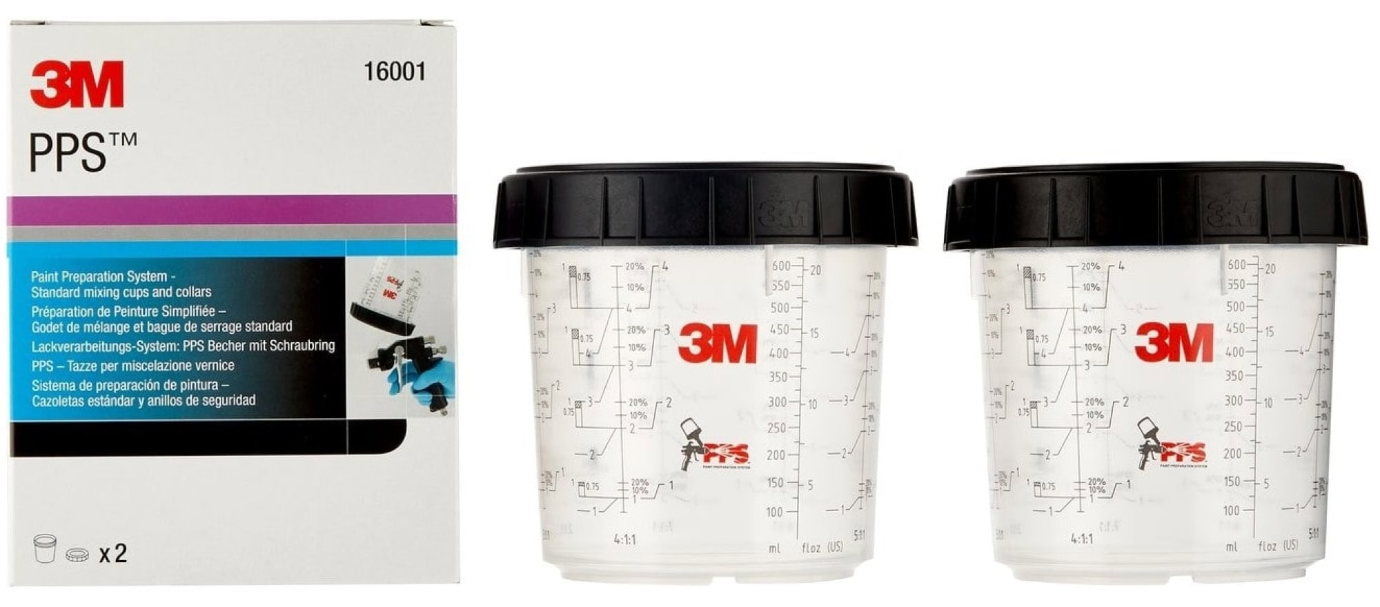 3M™ PPS™ 16001, 0,65 Liter, Standard Außenbecher mit Schraubring zum Stützen der Innenbecher für das 3M™ PPS™ Lackierverarbeitungssystem