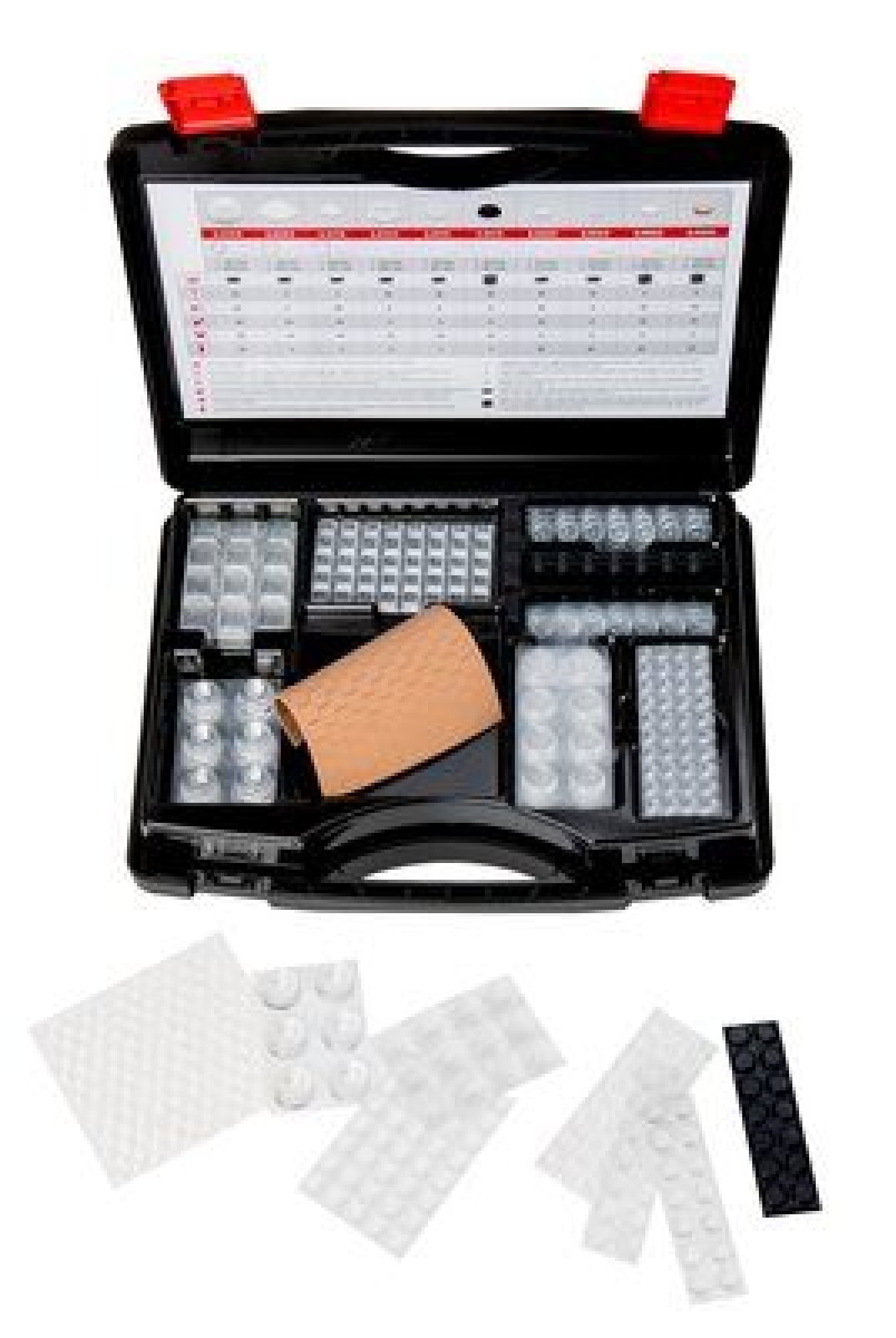 3M™ Bumpon™ BUMPON SET 017, Transparent, Schwarz, Hellbraun, Elastikpuffer Set, Koffer mit mehr als 700 Stück