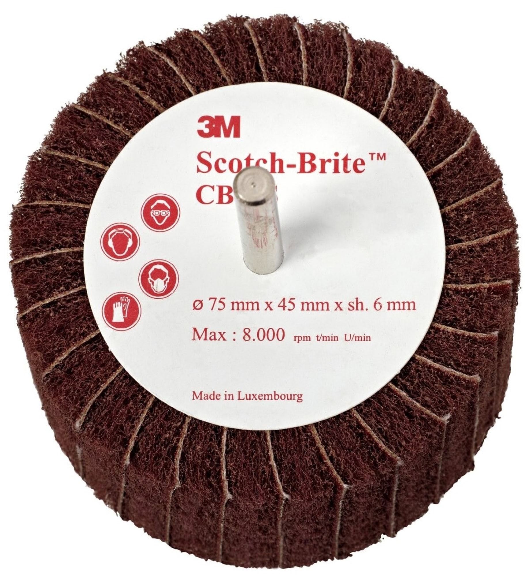 3M™ Scotch-Brite™ Lamellenbürste CB-ZS 03776, Ø 100 mm x 45 mm x 6 mm, A, P60, A, Fine, Rot, 6.000 U./Min., Für Oberflächenbearbeitung