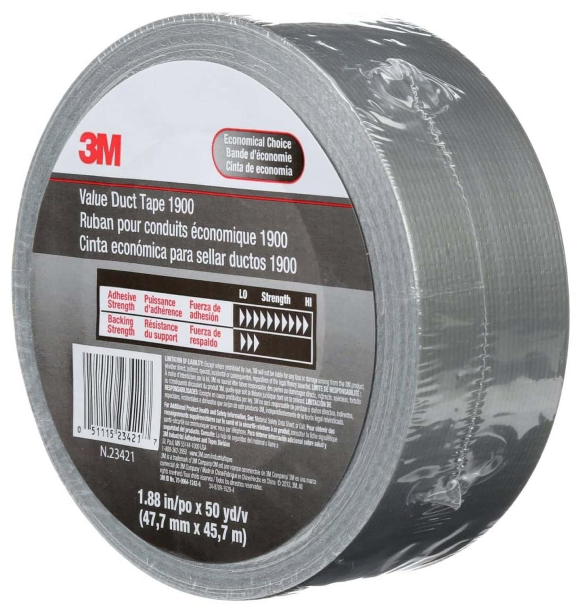 3M™ Gewebeklebeband 1900, 50 mm x 50 m, 0,17 mm, Silber, Gewebeklebeband für leichte Applikationen