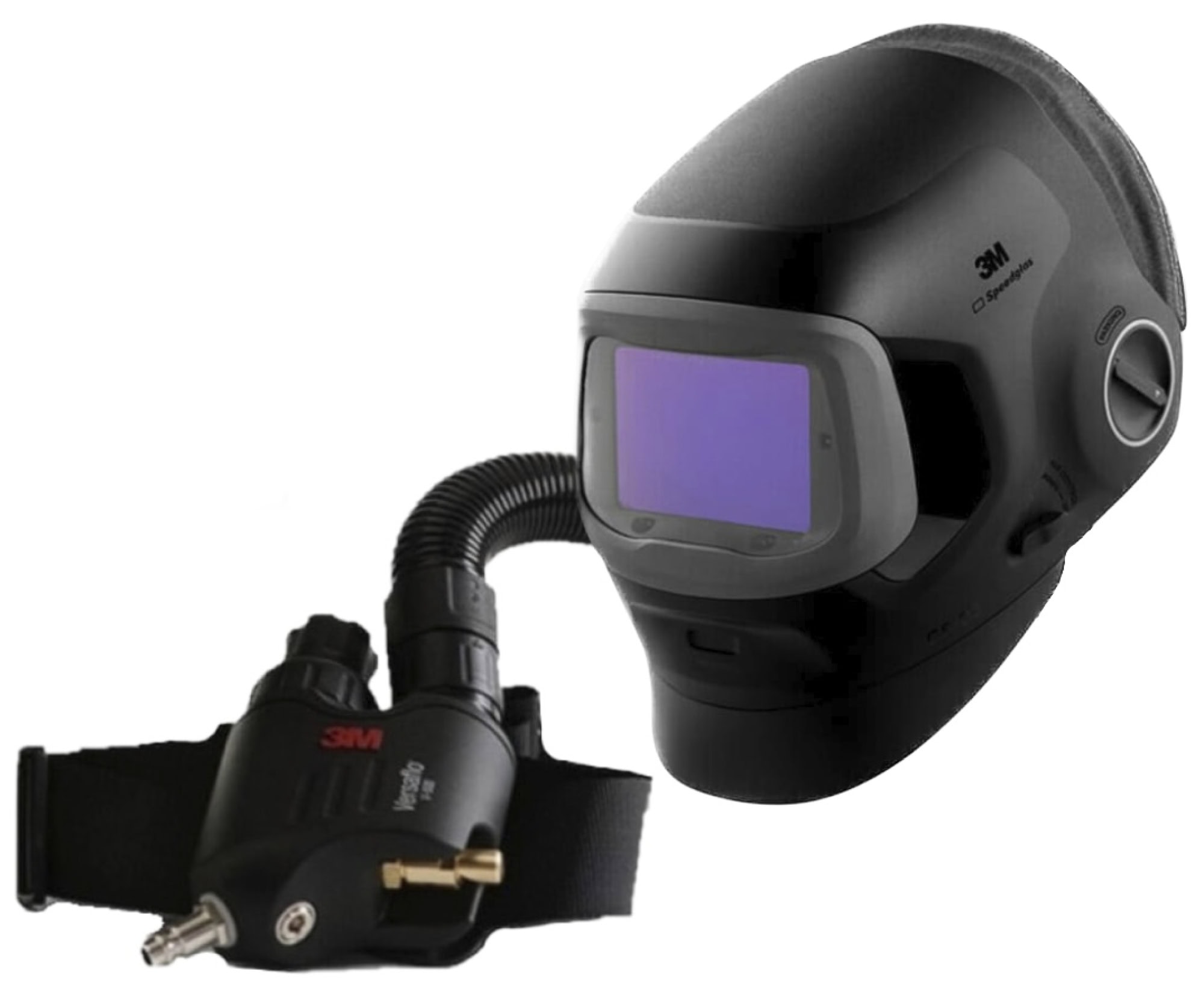 3M™ Speedglas™ Schweißmaske G5-03 Pro Air mit Schweißfilter G5-01/03VC und Versaflo™ V-500E Drucklufteinheit, 632812, inkl. QRS-Luftschlauch und Tasche, TH3, 4A/3B, Kopfband + Textilkopfschutz, Für besten Farbkontrast; Teile: [632800 + 630021 + V500E]