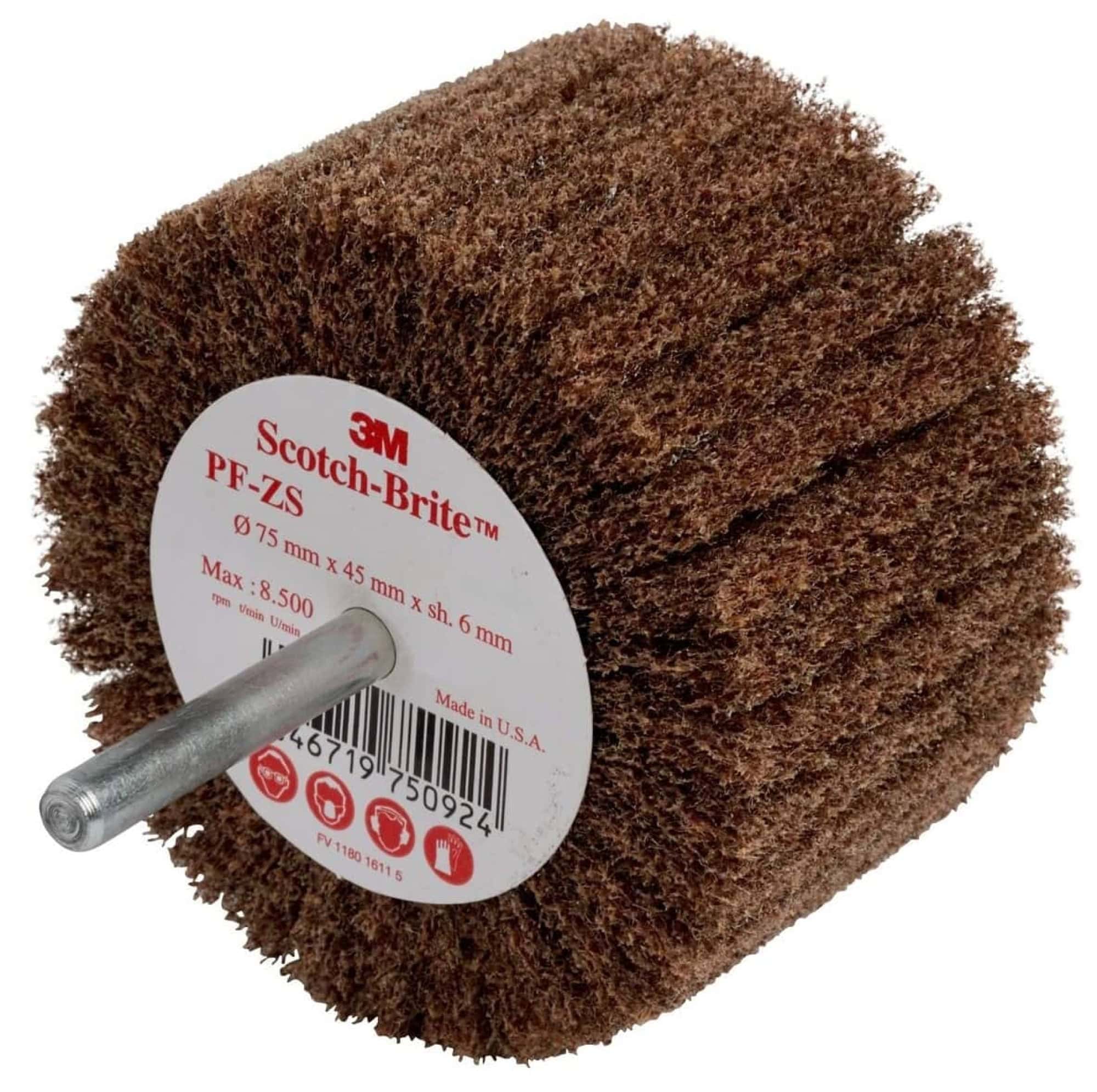 3M™ Scotch-Brite™ Lamellenbürste PF-ZS 07212, Ø 100 mm x 45 mm x 6 mm, P1500, A, Very fine, Braun, 6.000 U./Min., Für Reinigungs- und Finisharbeiten