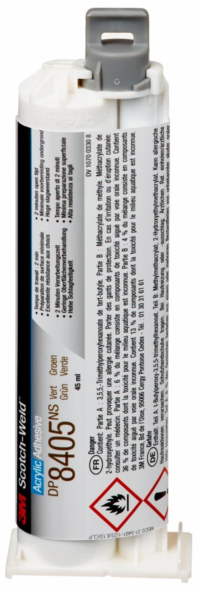 3M™ Scotch-Weld™ DP 8405 NS, 45 ml, 2-Komponenten-Konstruktionsklebstoff auf Acrylatbasis, Grün