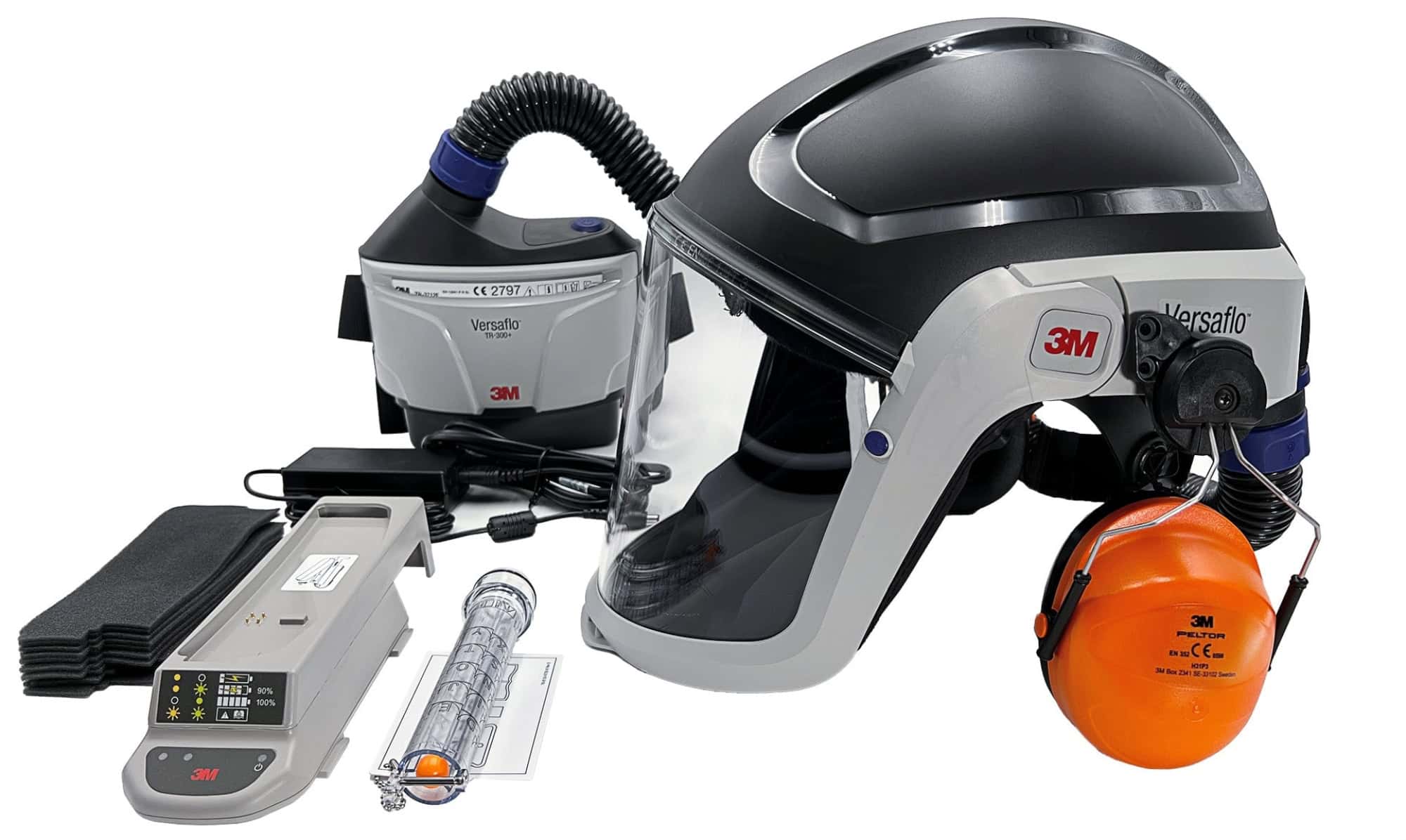 3M™ TR-300-HIK, TH3, Partikelschutz, Versaflo™ Schwer-Industrie Gebläse Atemschutz Set, Teile: [TR-315+, M-306, H31P3AF]