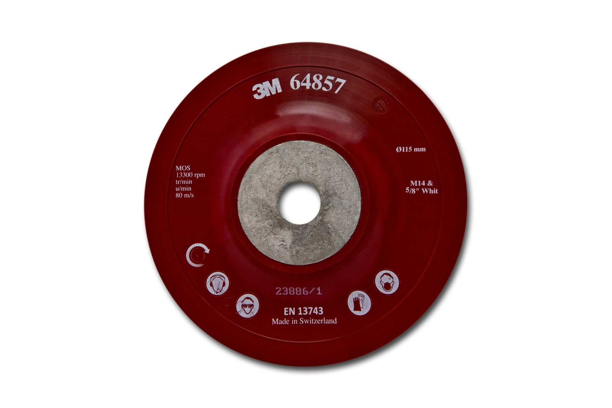 3M™ 64857, Ø 115 mm, M14 Gewinde, Flexibel, Glatt, Hochleistungs Fiberscheiben Stützteller, Verwendbar für alle Fiberscheiben