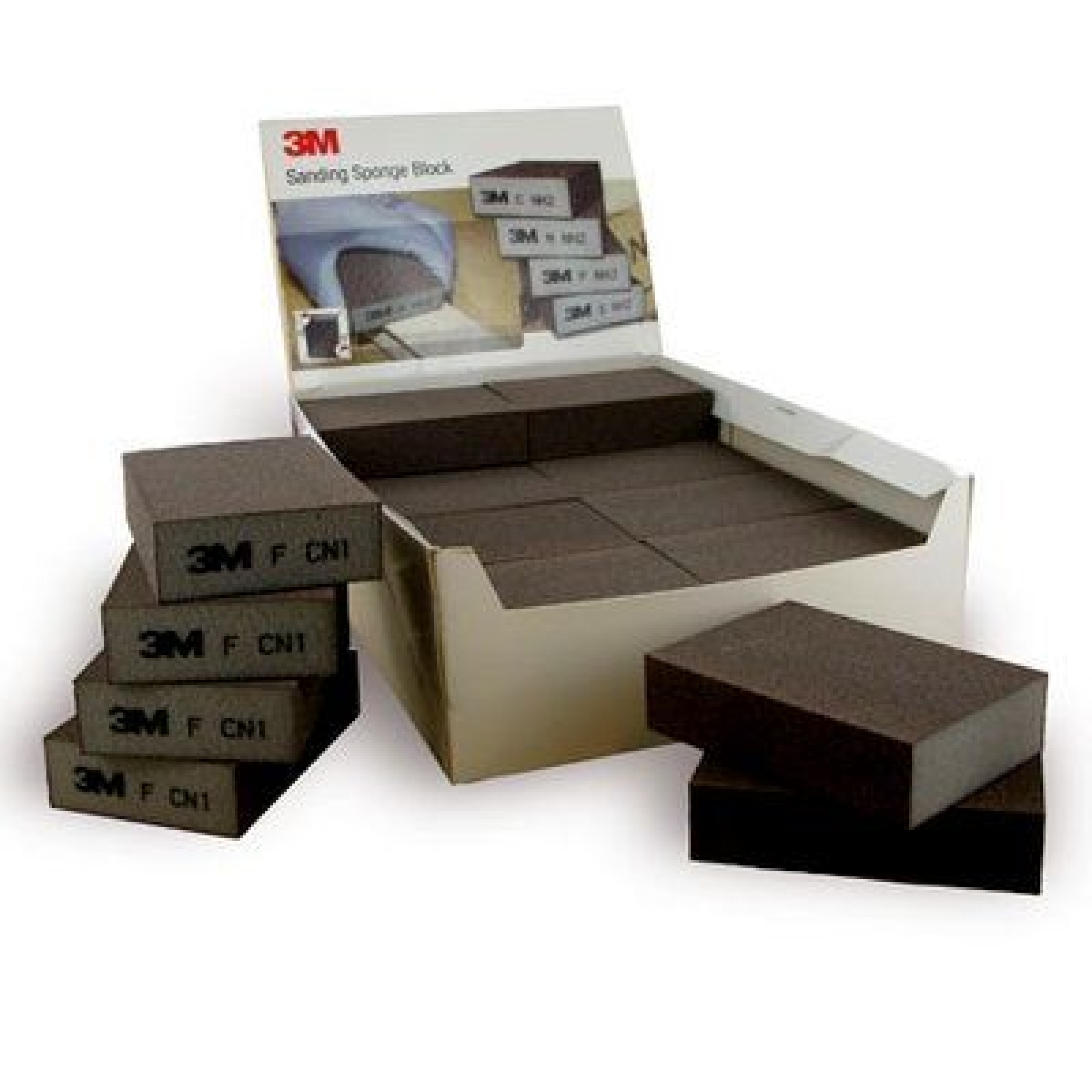 3M™ Schleifschwamm 68021, 68 mm x 100 mm, H: 26 mm, P60, Medium, Weich, Ohne Haftung, Vierseitiger Schleifschwamm mit Aluminiumkorn, Industrievariante, Für Finisharbeiten