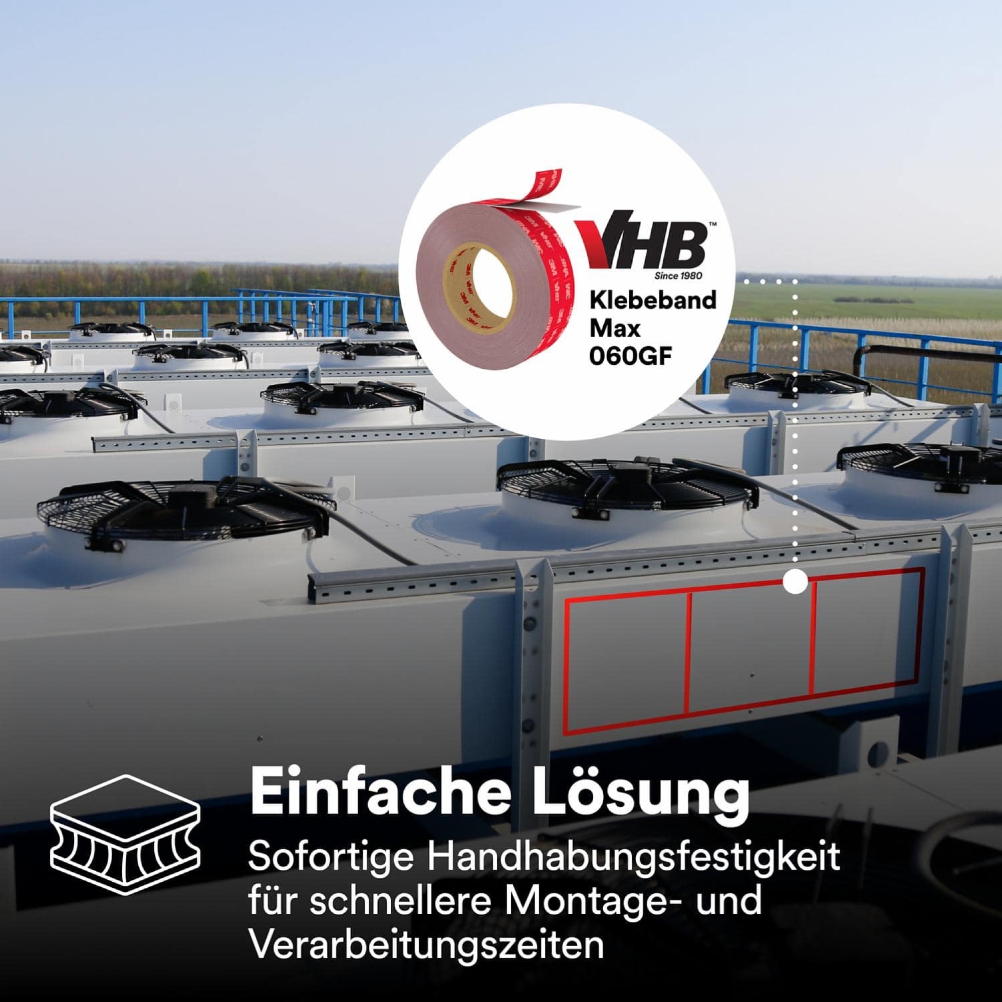 Preview: 3M™ VHB™ MAX-110GF Doppelseitiges Klebeband MAX-110/19/33, 19 mm x 33 m, 1,1 mm, Grau, Folien Abdeckung, Für Seitenpaneele, Halterungen und Verkleidungen in Fahrzeugen, Geräten, Bau- und HVAC-Anwendungen