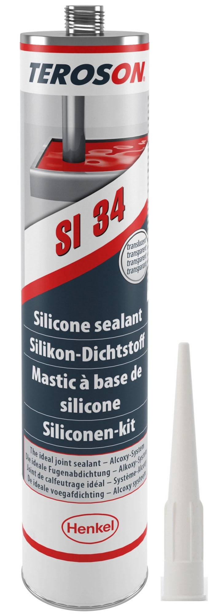 Henkel™ Teroson® Alkoxy Silikon Dichtstoff SI 34, 300 ml, Transparent, Fließend, 1K, 2267615, Für universelle Anwendung