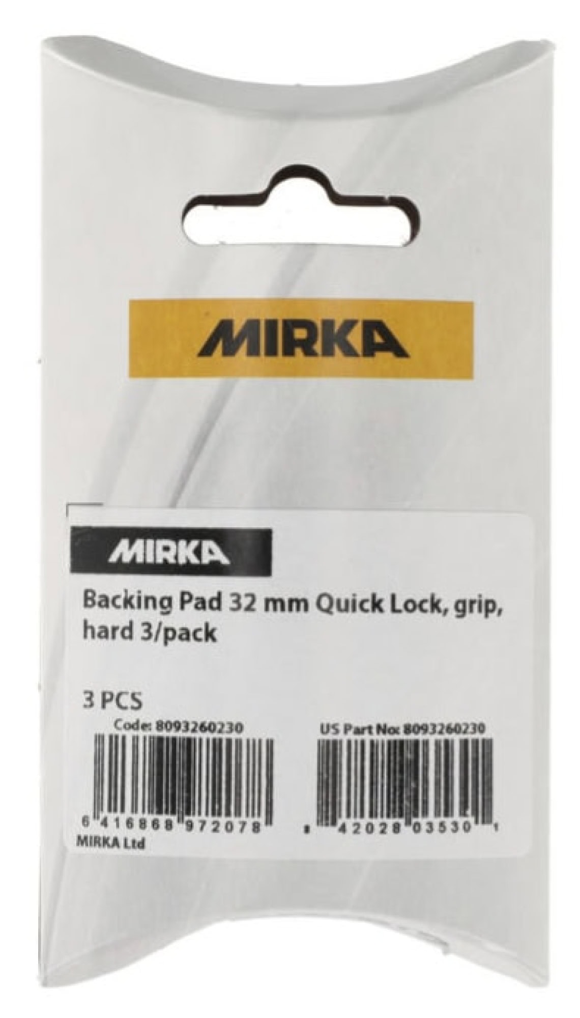 Preview: Mirka® Quick Lock Schleifteller 8093260230, Ø 32 mm, 3 Stück pro Packung, Ungelocht, Kletthaftend, Hart, Ohne Schaumunterlage