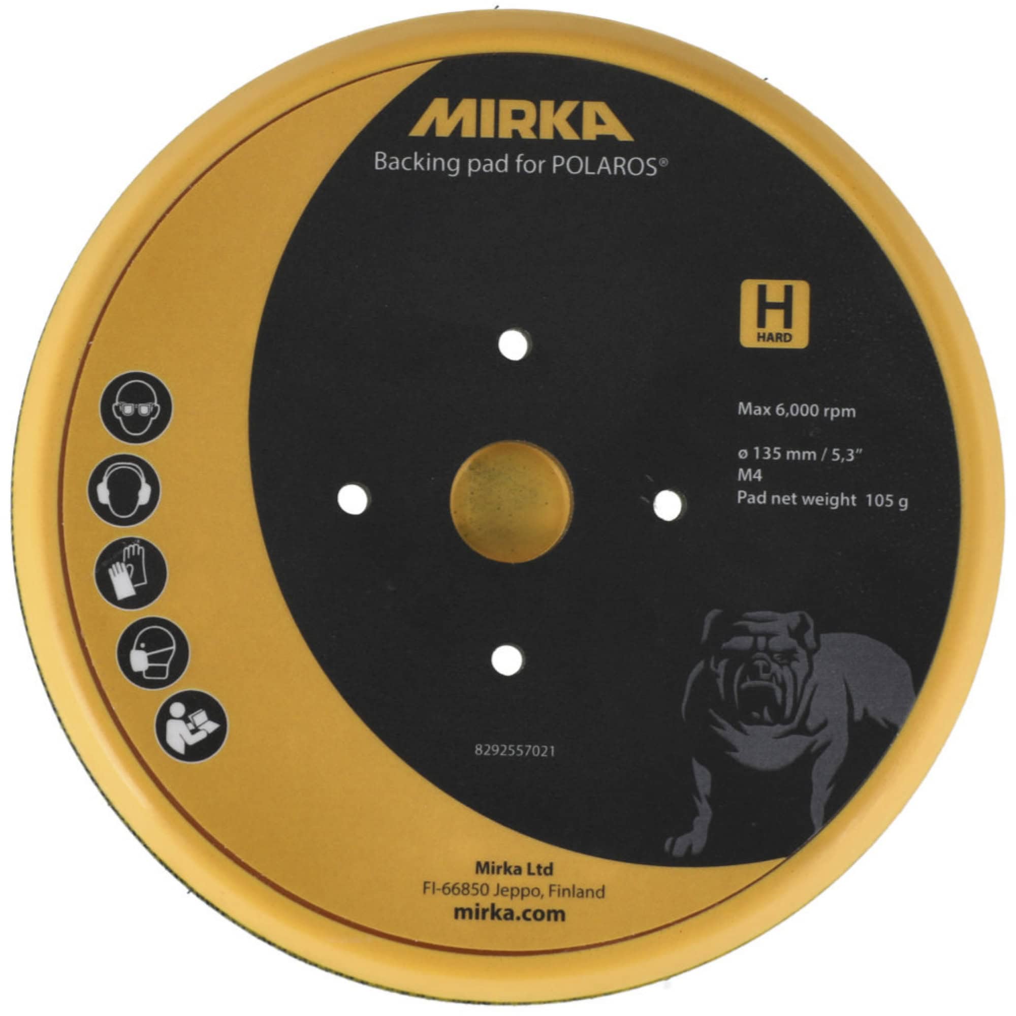 Mirka® POLAROS RP 600 Stützteller für Lammfellpads & weiche Polierpads 8292557021, Ø 150 mm, Hart, M4 Gewinde, Kletthaftend, Schwarz, Ideal für 150 mm Polierpads