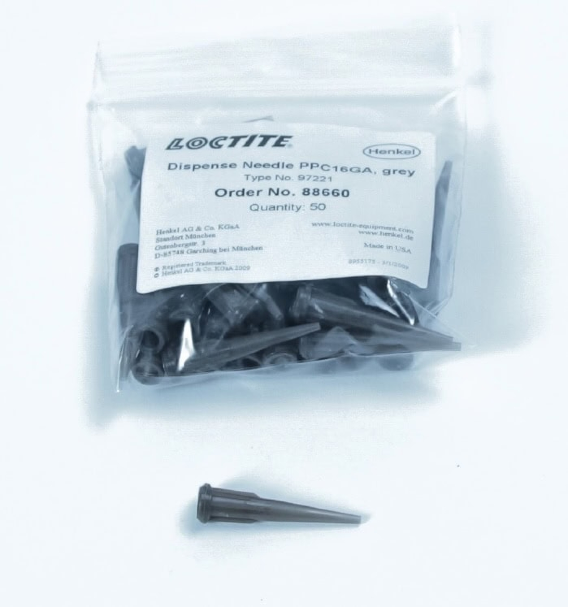 Preview: Henkel™ Loctite® 97221 Dosiernadel, Ø 1,19mm, Grau, 88660, Packung  à 50 Stk., Zur Applikation von 1K Loctite® Klebstoffen