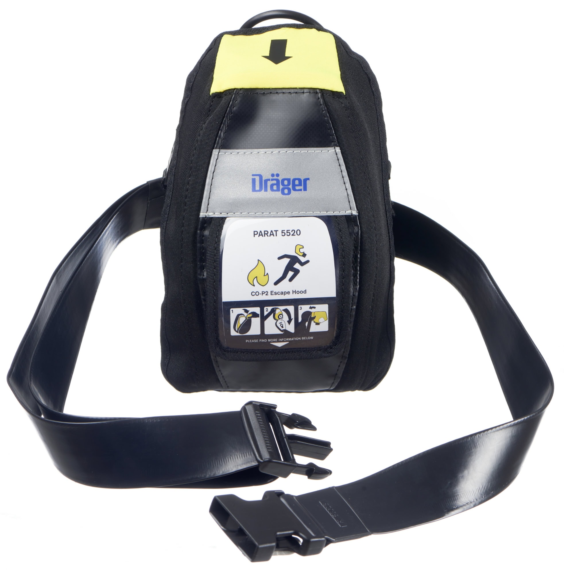 Dräger® PARAT® Kunststoff Hüftgurt R53026, Schwarz, Dekontaminierbar, Für Dräger® PARAT® 4720 / 4730 / 5520 / 5530 / 7520 / 7530 Fluchthauben, Zum Tragen des Soft Pack / Hard Case an der Hüfte
