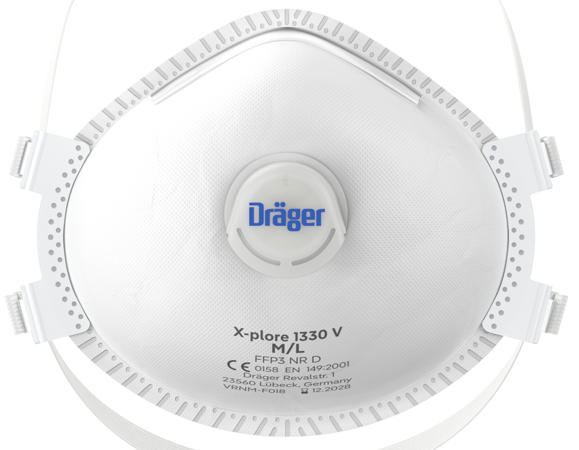 Dräger® X-plore® Vorgeformte Atemschutzmaske / Partikelmaske 1330 V FFP3 NR D 3951216, Größe M / L, Hygienisch einzelverpackt, VarioFlex™ Kopfband, Mit Ausatemventil, Schützt effektiv gegen Feinstäube und Partikel