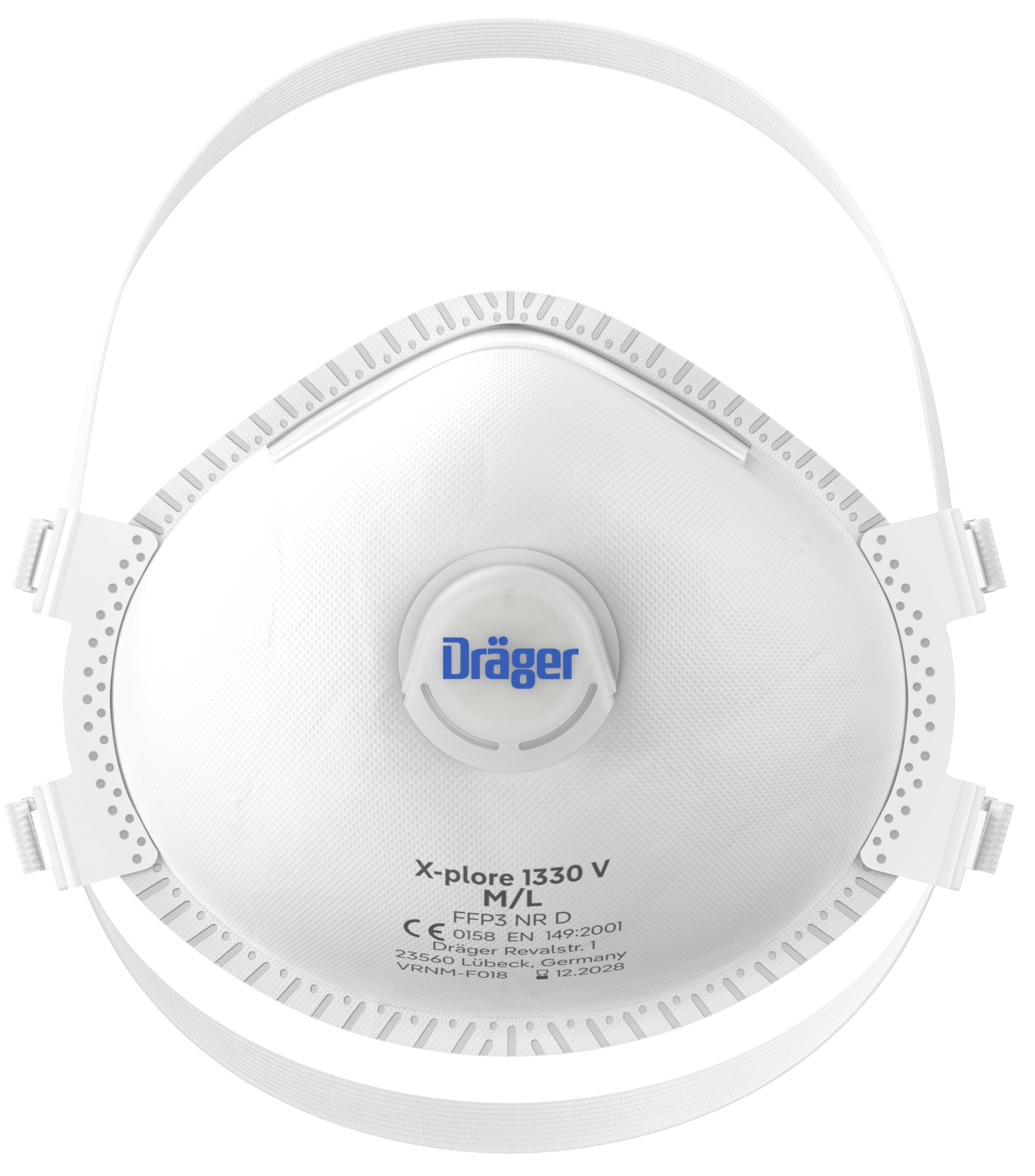 Dräger® X-plore® Vorgeformte Atemschutzmaske / Partikelmaske 1330 V FFP3 NR D 3951216, Größe M / L, Hygienisch einzelverpackt, VarioFlex™ Kopfband, Mit Ausatemventil, Schützt effektiv gegen Feinstäube und Partikel