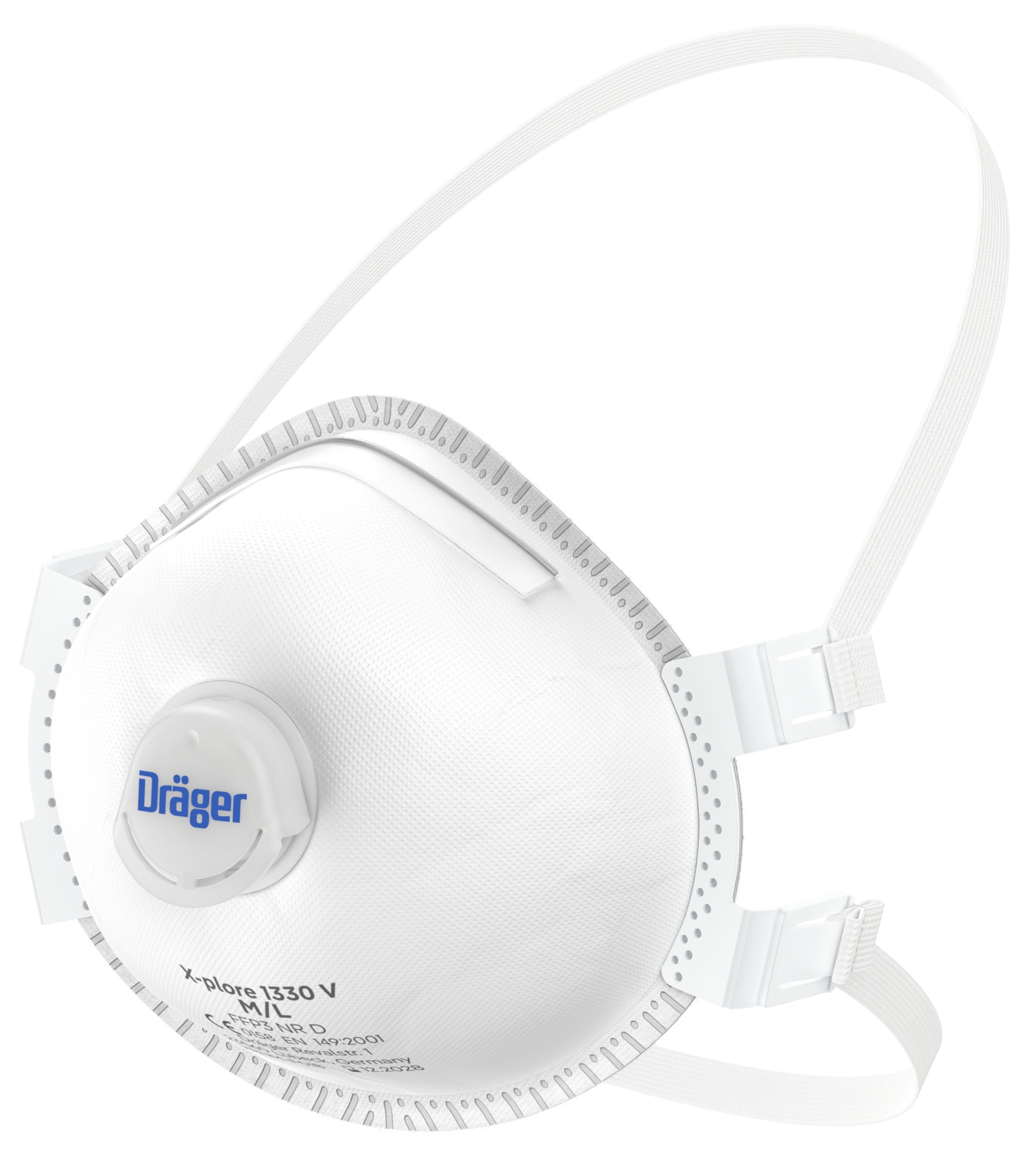 Dräger® X-plore® Vorgeformte Atemschutzmaske / Partikelmaske 1330 V FFP3 NR D 3951216, Größe M / L, Hygienisch einzelverpackt, VarioFlex™ Kopfband, Mit Ausatemventil, Schützt effektiv gegen Feinstäube und Partikel