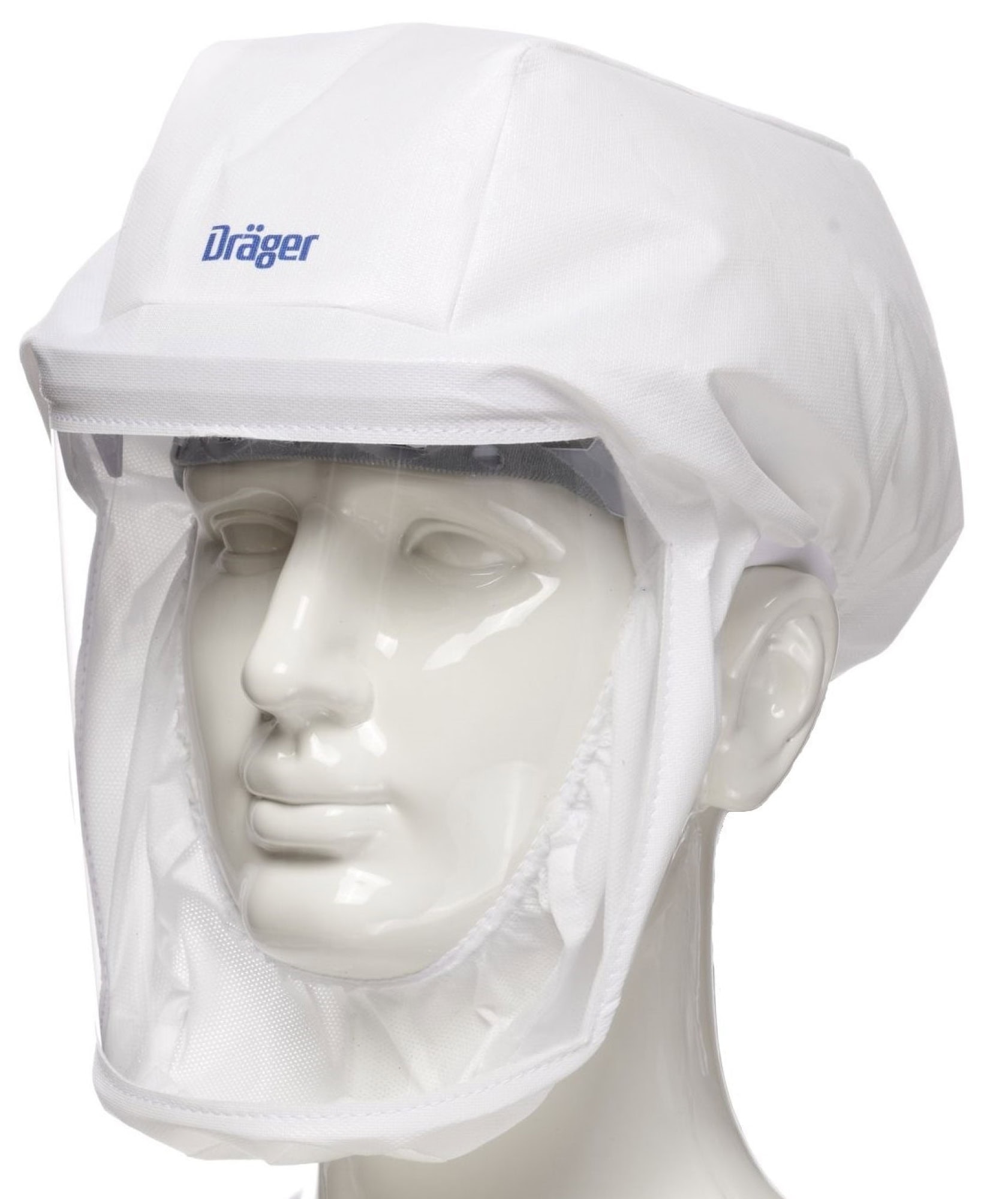 Dräger® X-plore® 8000 Standardhaube R59800, Kurz, Größe S/M, TH3, 3B, Haube (PP/PE), Visier (PC), Weiß, inkl. Kopfhalterung und textiler Halsabdichtung