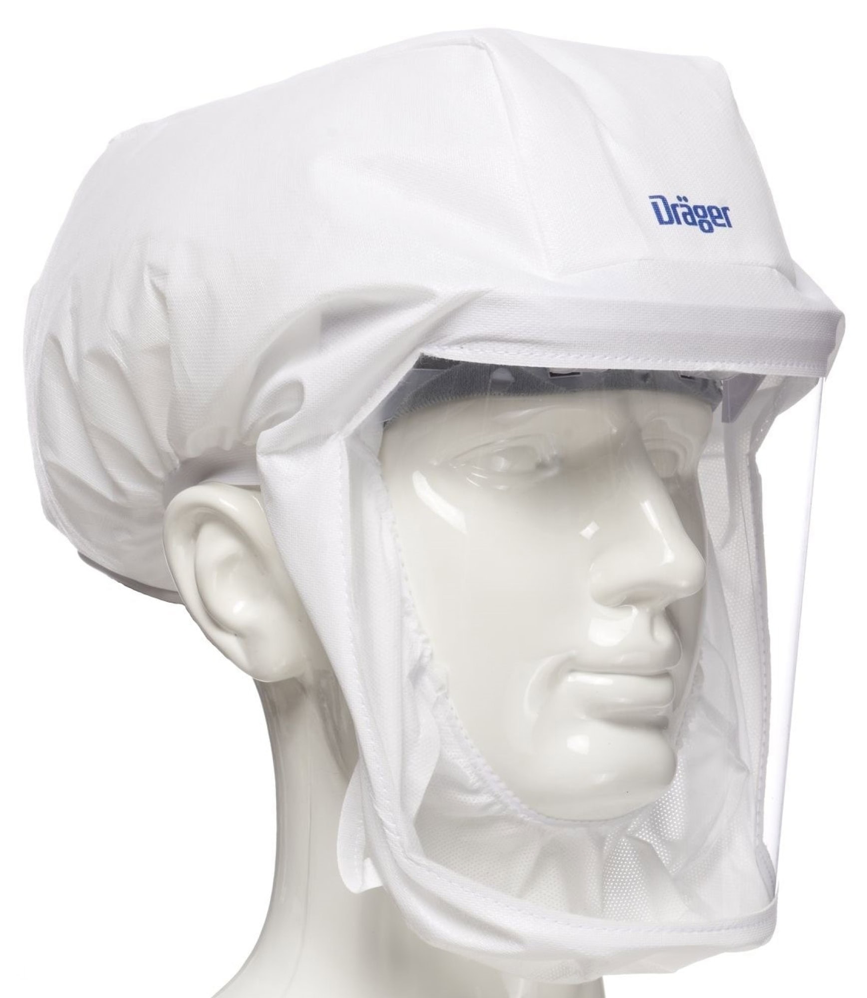 Dräger® X-plore® 8000 Standardhaube R59810, Kurz, Größe L/XL, TH3, 3B, Haube (PP/PE), Visier (PC), Weiß, inkl. Kopfhalterung und textiler Halsabdichtung