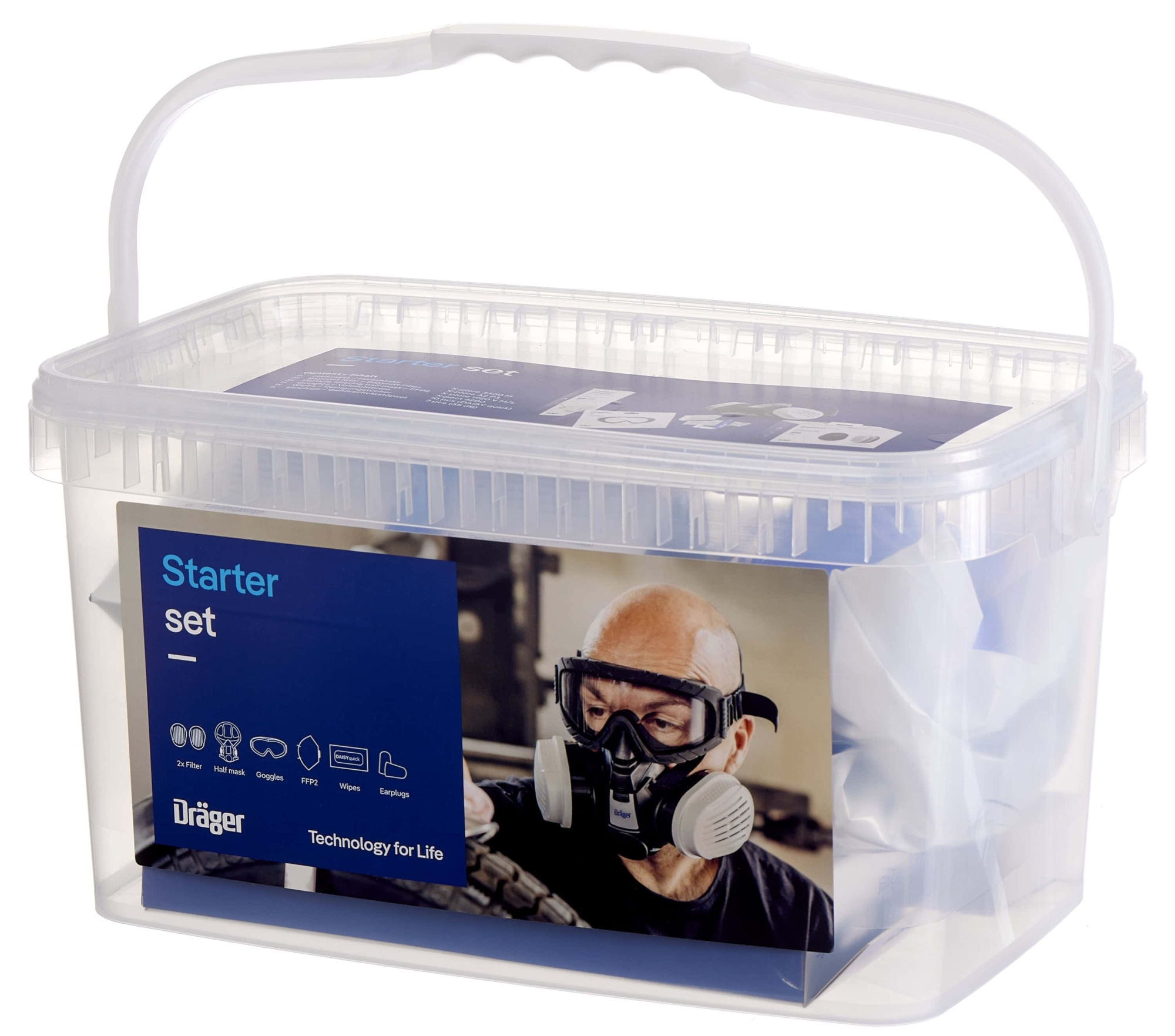 Preview: Dräger® X-plore® 3300 Gasmaske / Halbmaske Atemschutz Starter Set 3737916, Größe M, P3 R D Partikelfilter, Soft TPE, Dräger® Bajonett-Klick Filteranschluss