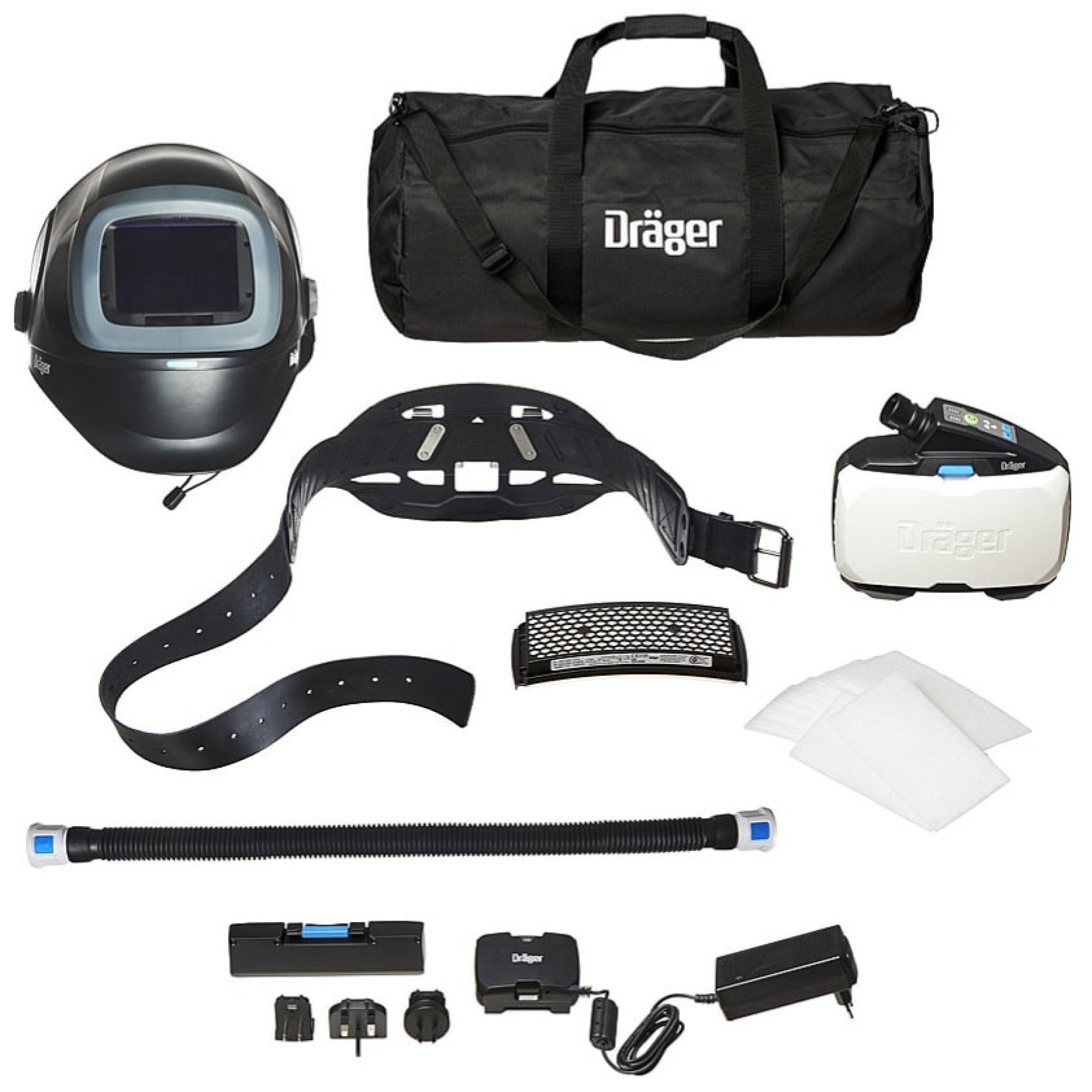 Preview: Dräger® X-plore® 8500 Schweißer Set Premium 3722131, TH3, 4A/3B, Seitenfenster, Hochklapp Funktion, Kopfband + Textilkopfschutz