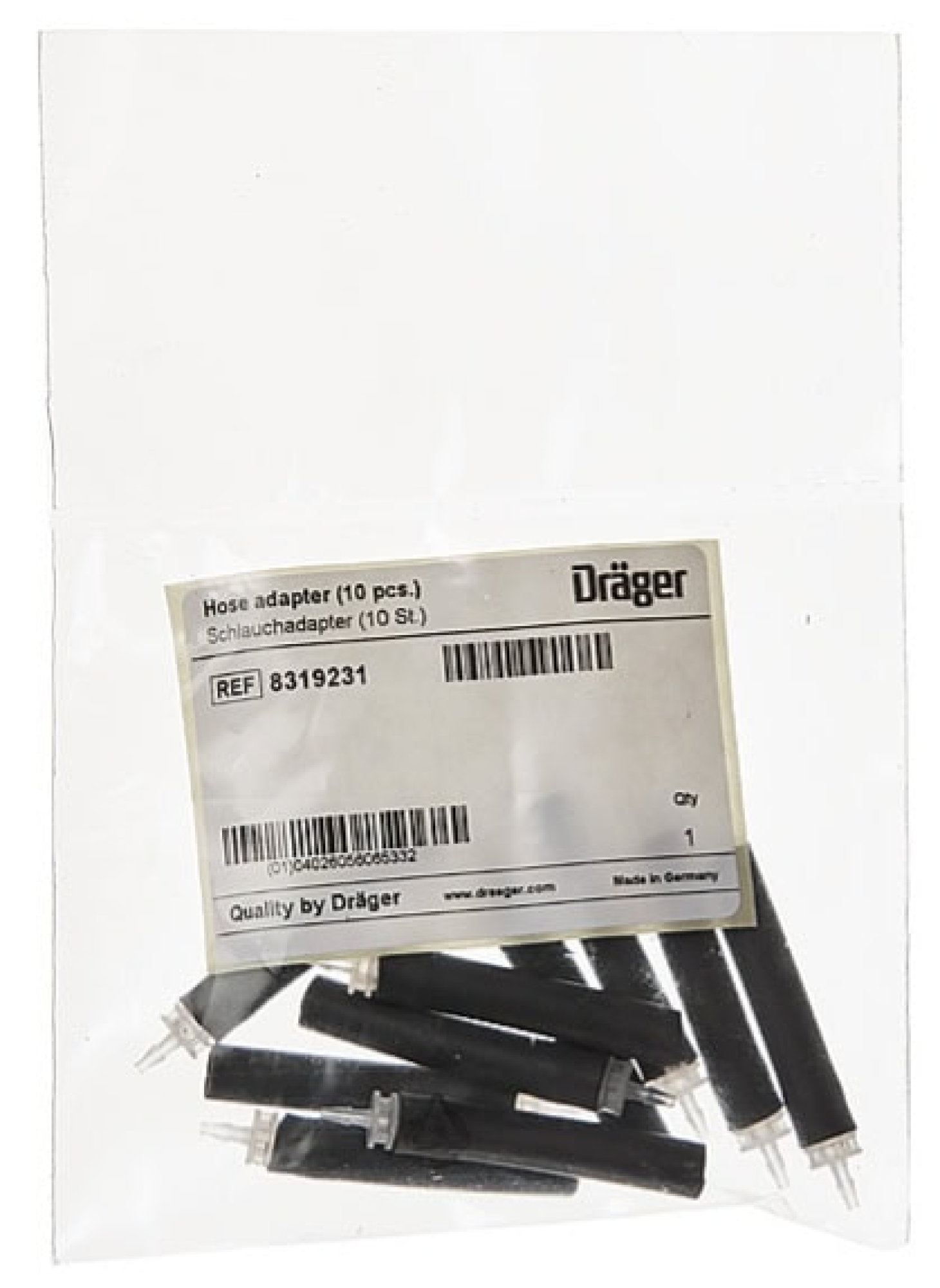 Preview: Dräger® Schlauchadapter mit FKM Schlauch 8319231, 10 Stück pro Pack, Innendurchmesser: 5 mm, 0,04 m, Lösemittelbeständig, Für Schwimmersonde 8316530 & 8316531