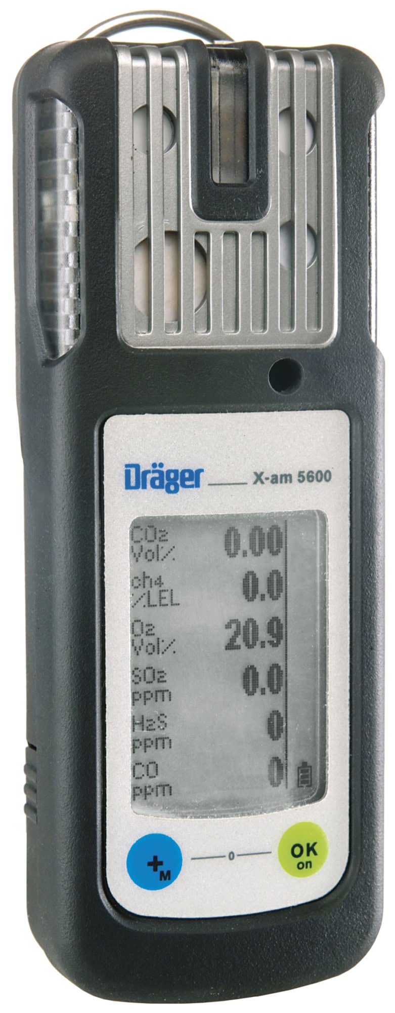 Preview: Dräger® X-am® 5600 Mehrgasmessgerät VN00654, Sensoren: IR EX/CO2, O2, H2S LC/CO LC, NO2 LC, 1 bis 6 Gase Messgerät, IP 67 Wasserdicht, Für die Freimessung von Kanälen, Schächten und geschlossenen Räumen