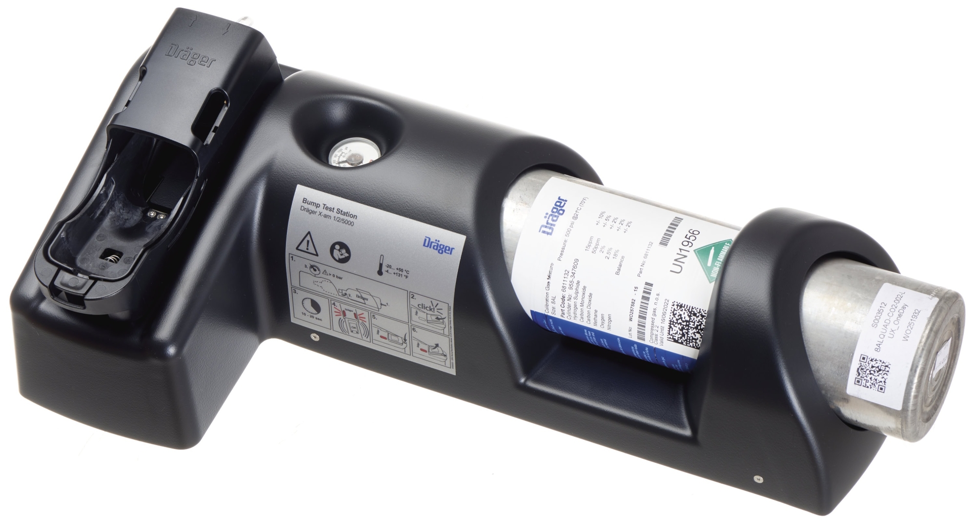 Dräger® X-am® Bump Test Station inkl. Prüfgasflasche nach Wahl 8319130, Passend für X-am® 1000/2500/2800/5000/5600/5800 Serie, Für Begasungstest & Justierung