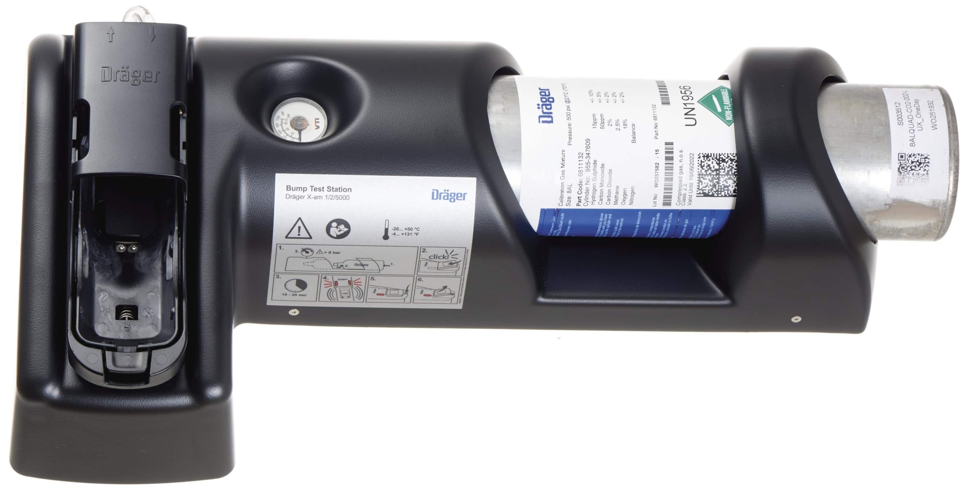 Preview: Dräger® X-am® Bump Test Station inkl. Prüfgasflasche nach Wahl 8319130, Passend für X-am® 1000/2500/2800/5000/5600/5800 Serie, Für Begasungstest & Justierung