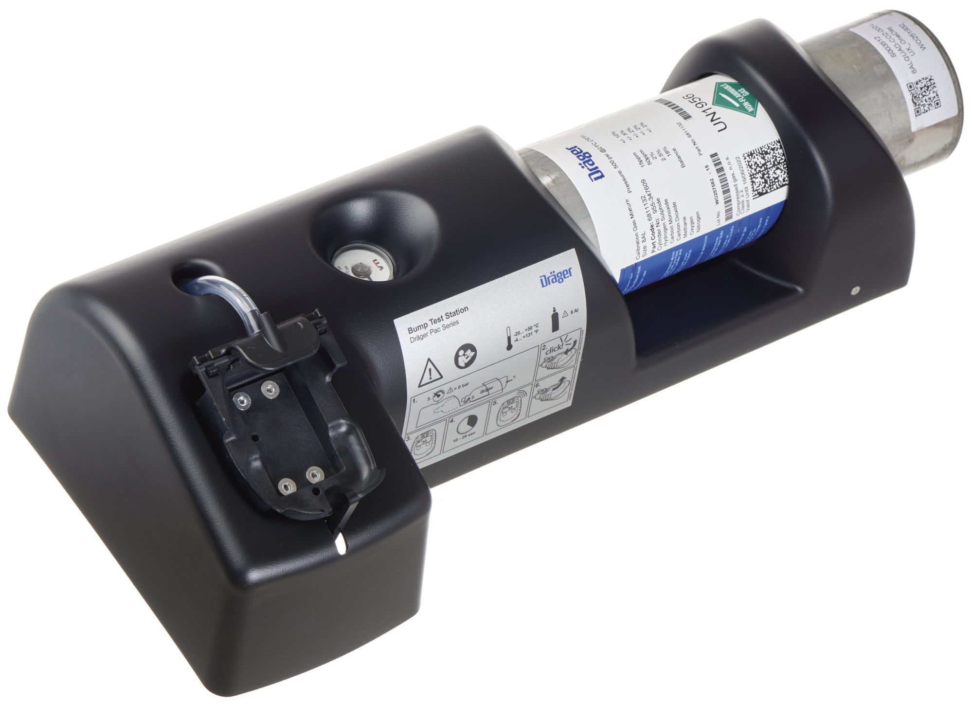 Preview: Dräger® Pac® Bump Test Station inkl. Prüfgasflasche nach Wahl 8318586, Passend für Pac® 3500 / 6000 / 6500 / 7000 / 8000 / 8500 Serie, Für Begasungstest & Justierung