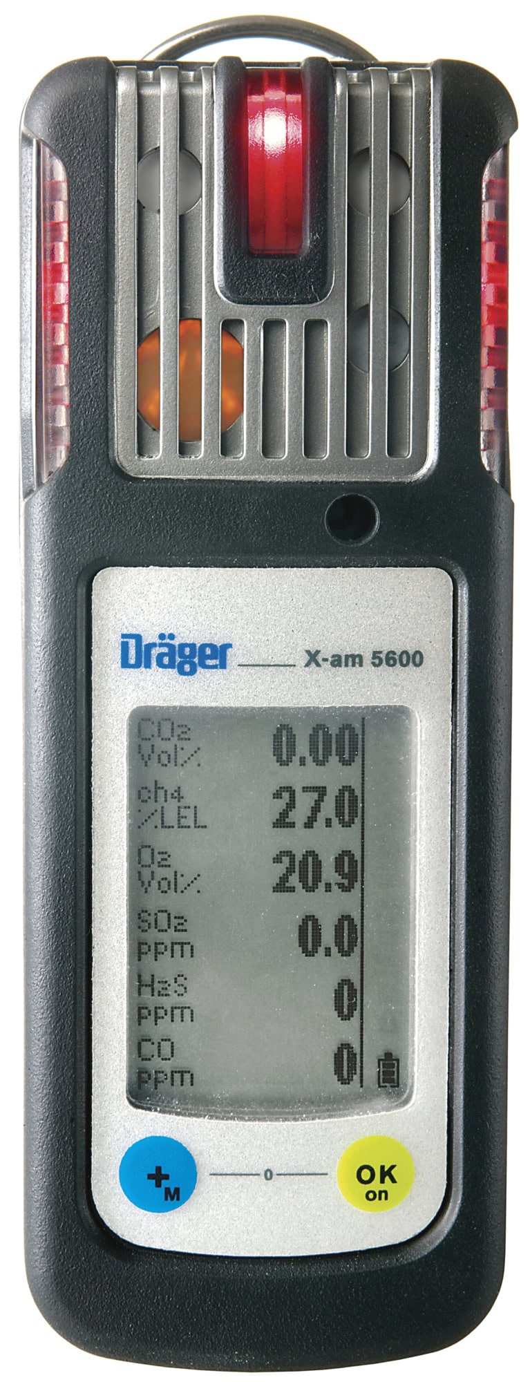 Preview: Dräger® X-am® 5600 Mehrgasmessgerät VN00655, Sensoren: IR EX/CO2, O2, H2S LC/CO LC, SO2, 1 bis 6 Gase Messgerät, IP 67 Wasserdicht, Für die Freimessung von Kanälen, Schächten und geschlossenen Räumen