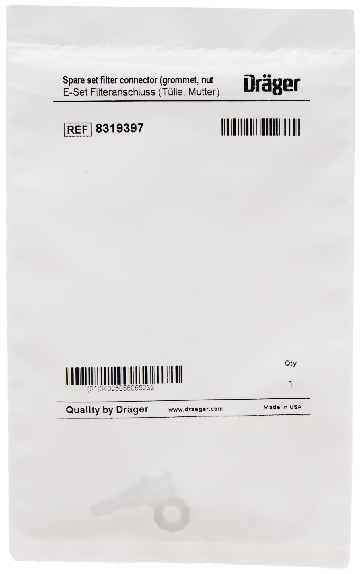 Preview: Dräger® Filteranschluss 8319397, Für Dräger® Staub- und Wasserfilter 8319364